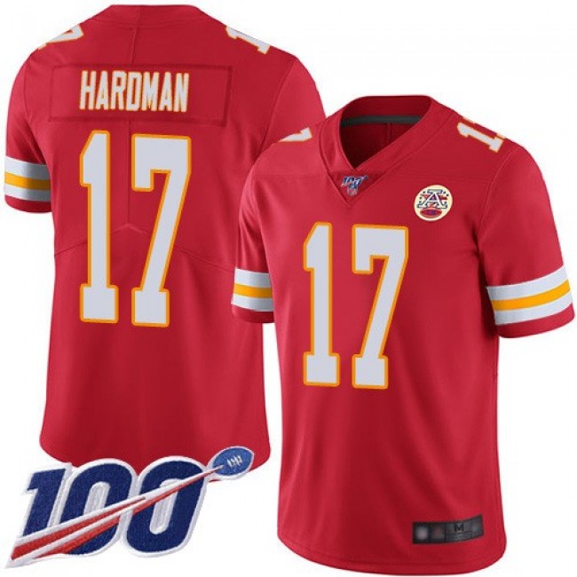 Nike Chiefs #17 Mecole Hardman Red Team Color Men's Stitched NFL 100th Season Vapor Limited Jersey
