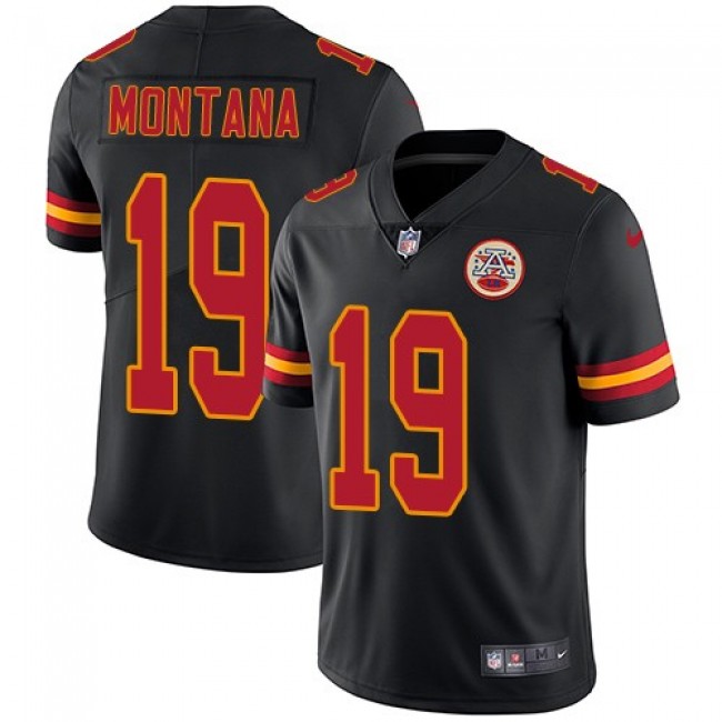 Nike Chiefs #19 Joe Montana Black Men's Stitched NFL Limited Rush Jersey