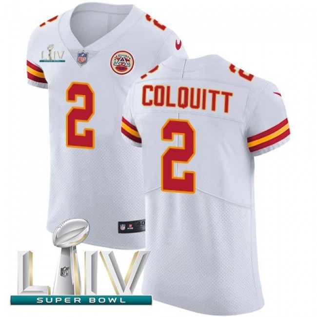 Nike Chiefs #2 Dustin Colquitt White Super Bowl LIV 2020 Men's Stitched NFL New Elite Jersey