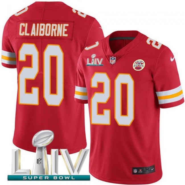 Nike Chiefs #20 Morris Claiborne Red Super Bowl LIV 2020 Team Color Men's Stitched NFL Vapor Untouchable Limited Jersey