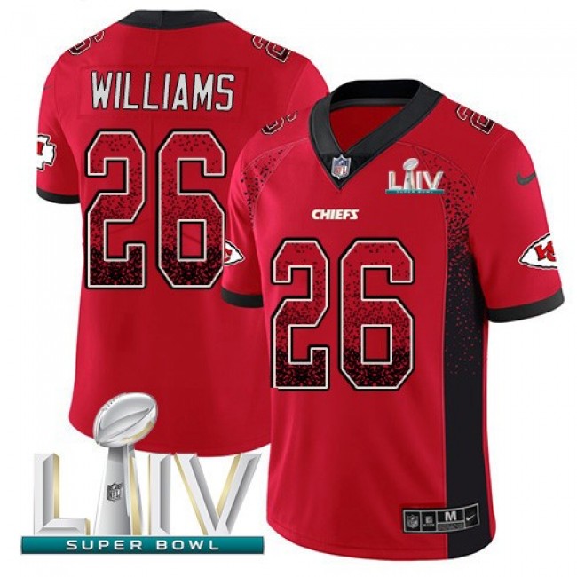 Nike Chiefs #26 Damien Williams Red Super Bowl LIV 2020 Team Color Men's Stitched NFL Limited Rush Drift Fashion Jersey