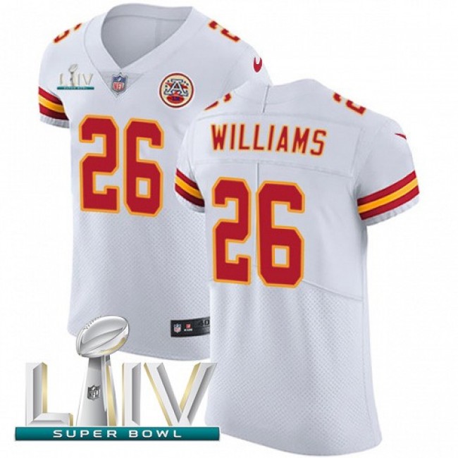 Nike Chiefs #26 Damien Williams White Super Bowl LIV 2020 Men's Stitched NFL New Elite Jersey