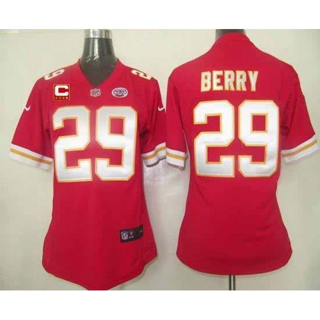 Women's Chiefs #29 Eric Berry Red Team Color With C Patch Stitched NFL Elite Jersey