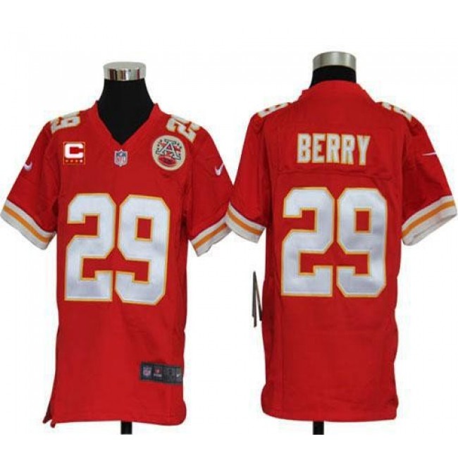 Kansas City Chiefs #29 Eric Berry Red Team Color With C Patch Youth Stitched NFL Elite Jersey