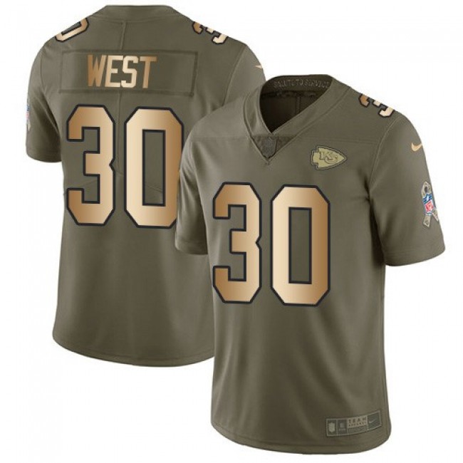 Nike Chiefs #30 Charcandrick West Olive/Gold Men's Stitched NFL Limited 2017 Salute To Service Jersey