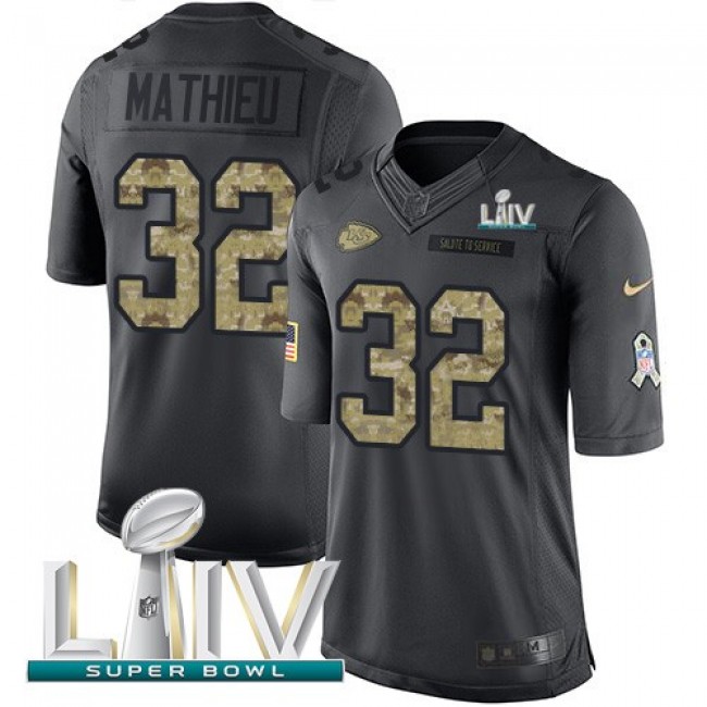 Nike Chiefs #32 Tyrann Mathieu Black Super Bowl LIV 2020 Men's Stitched NFL Limited 2016 Salute to Service Jersey