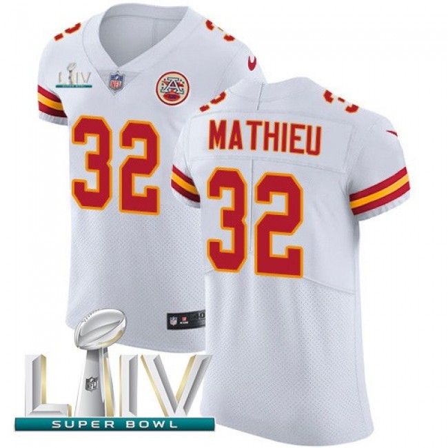 Nike Chiefs #32 Tyrann Mathieu White Super Bowl LIV 2020 Men's Stitched NFL New Elite Jersey
