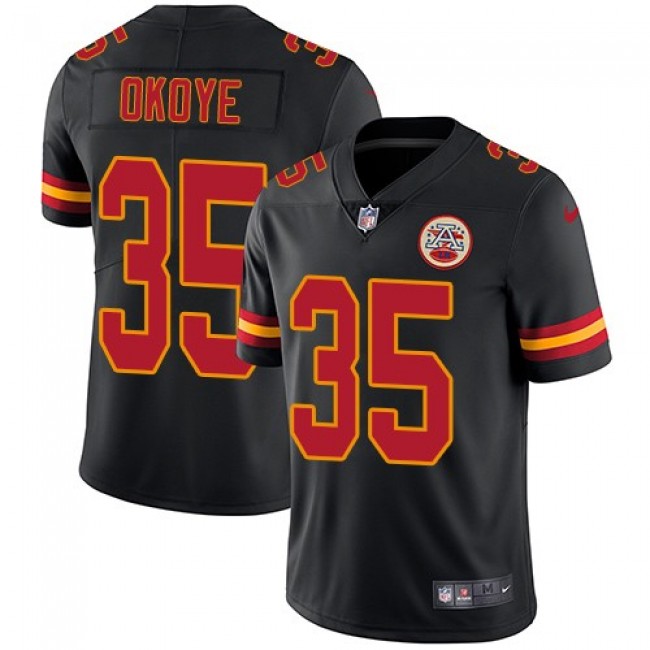 Nike Chiefs #35 Christian Okoye Black Men's Stitched NFL Limited Rush Jersey