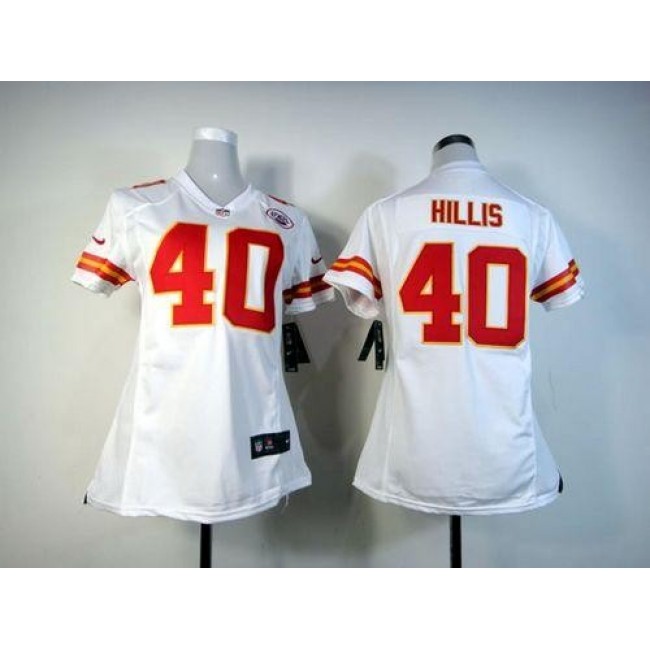 Women's Chiefs #40 Peyton Hillis White Stitched NFL Elite Jersey