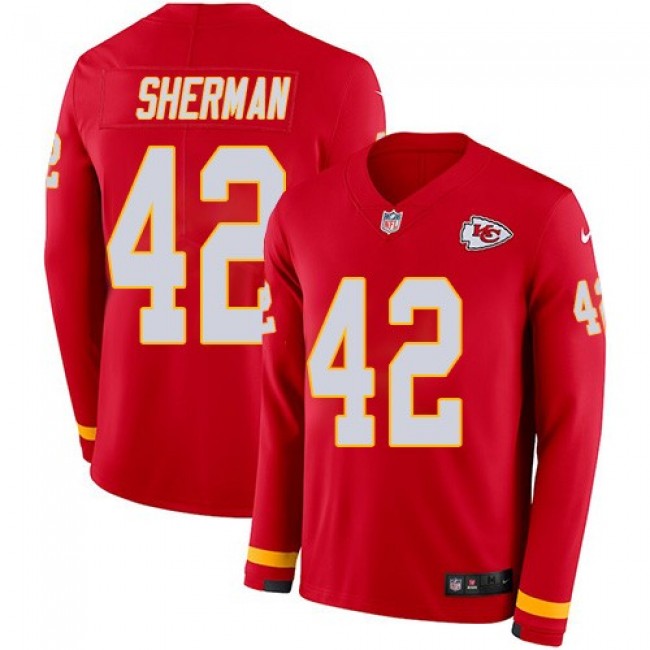 Nike Chiefs #42 Anthony Sherman Red Team Color Men's Stitched NFL Limited Therma Long Sleeve Jersey