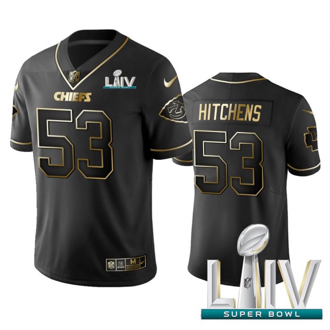 Nike Chiefs #53 Anthony Hitchens Black Golden Super Bowl LIV 2020 Limited Edition Stitched NFL Jersey