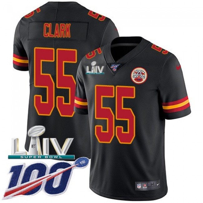 Nike Chiefs #55 Frank Clark Black Super Bowl LIV 2020 Men's Stitched NFL Limited Rush 100th Season Jersey