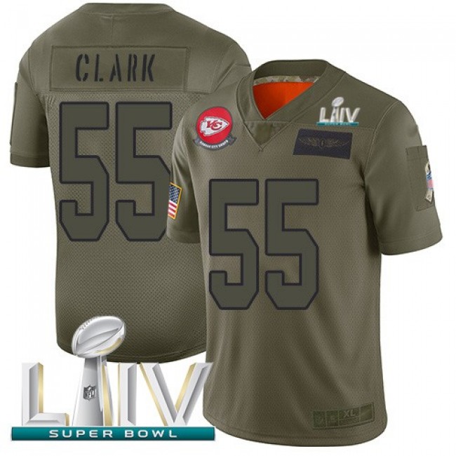 Nike Chiefs #55 Frank Clark Camo Super Bowl LIV 2020 Men's Stitched NFL Limited 2019 Salute To Service Jersey