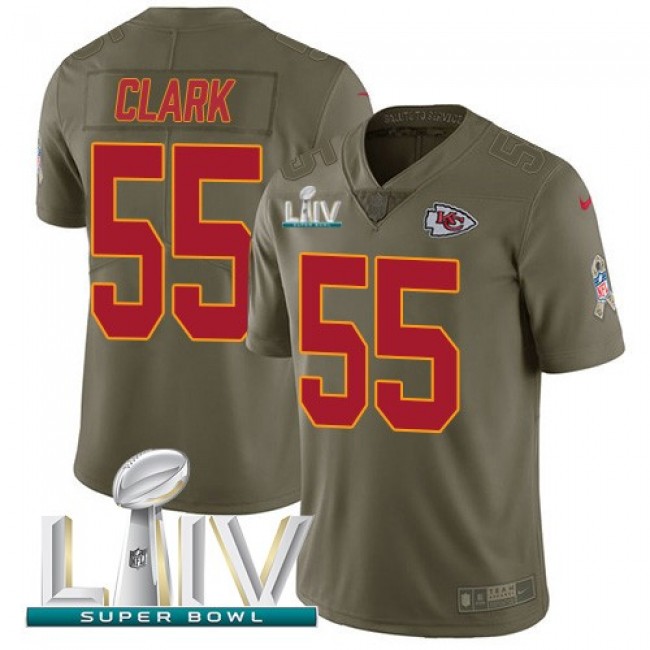 Nike Chiefs #55 Frank Clark Olive Super Bowl LIV 2020 Men's Stitched NFL Limited 2017 Salute To Service Jersey