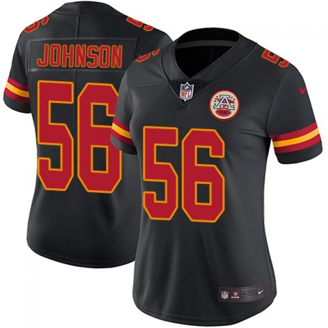 Women's Chiefs #56 Derrick Johnson Black Stitched NFL Limited Rush Jersey