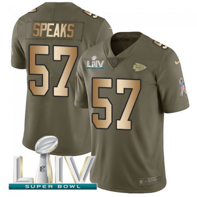 Nike Chiefs #57 Breeland Speaks Olive/Gold Super Bowl LIV 2020 Men's Stitched NFL Limited 2017 Salute To Service Jersey