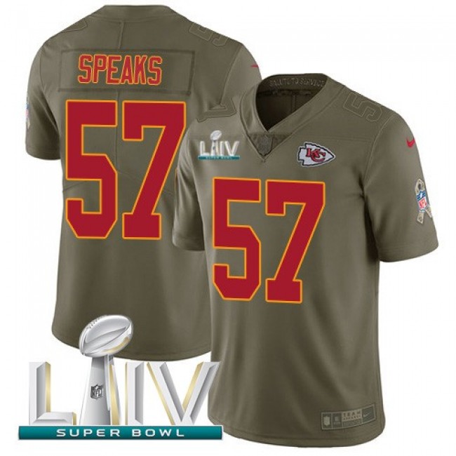 Nike Chiefs #57 Breeland Speaks Olive Super Bowl LIV 2020 Men's Stitched NFL Limited 2017 Salute To Service Jersey