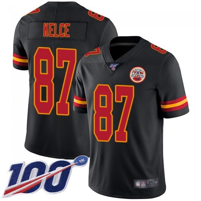 Nike Chiefs #87 Travis Kelce Black Men's Stitched NFL Limited Rush 100th Season Jersey