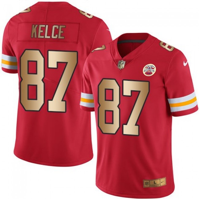 Nike Chiefs #87 Travis Kelce Red Men's Stitched NFL Limited Gold Rush Jersey