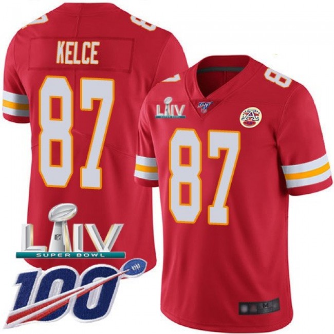 Nike Chiefs #87 Travis Kelce Red Super Bowl LIV 2020 Team Color Men's Stitched NFL 100th Season Vapor Untouchable Limited Jersey