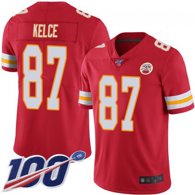 Nike Chiefs #87 Travis Kelce Red Team Color Men's Stitched NFL 100th Season Vapor Limited Jersey