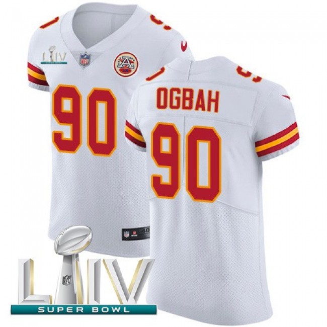 Nike Chiefs #90 Emmanuel Ogbah White Super Bowl LIV 2020 Men's Stitched NFL New Elite Jersey