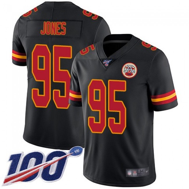 Nike Chiefs #95 Chris Jones Black Men's Stitched NFL Limited Rush 100th Season Jersey