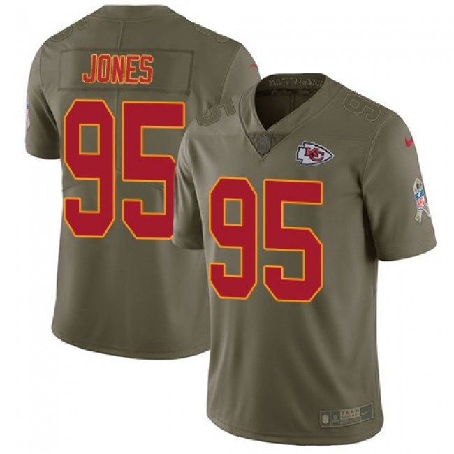 Kansas City Chiefs #95 Chris Jones Olive Youth Stitched NFL Limited 2017 Salute to Service Jersey