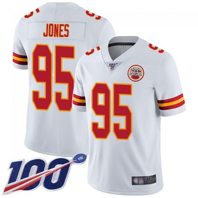 Nike Chiefs #95 Chris Jones White Men's Stitched NFL 100th Season Vapor Limited Jersey