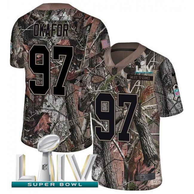 Nike Chiefs #97 Alex Okafor Camo Super Bowl LIV 2020 Men's Stitched NFL Limited Rush Realtree Jersey