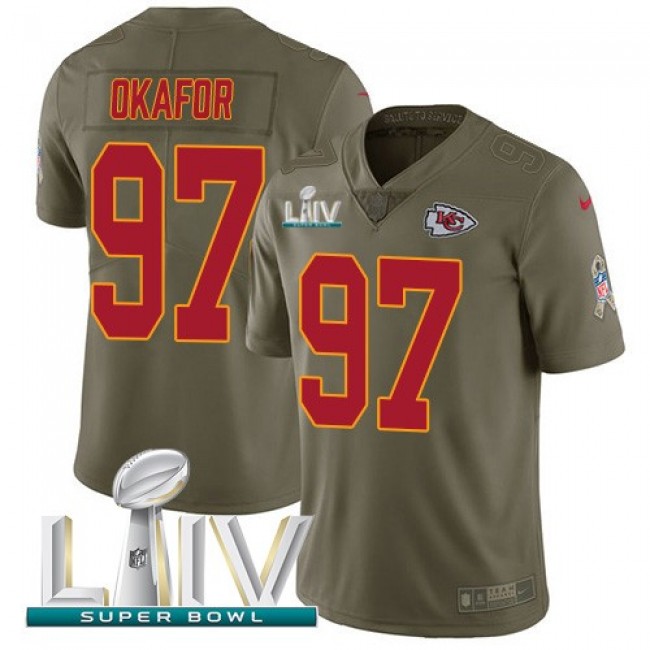 Nike Chiefs #97 Alex Okafor Olive Super Bowl LIV 2020 Men's Stitched NFL Limited 2017 Salute To Service Jersey