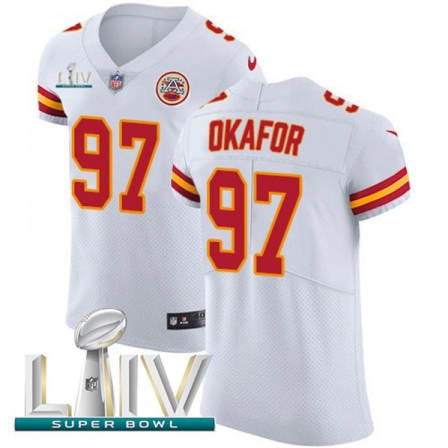 Nike Chiefs #97 Alex Okafor White Super Bowl LIV 2020 Men's Stitched NFL New Elite Jersey