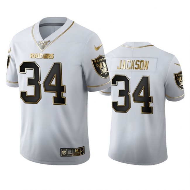 Las Vegas Raiders #34 Bo Jackson Men's Nike White Golden Edition Vapor Limited NFL 100 Jersey