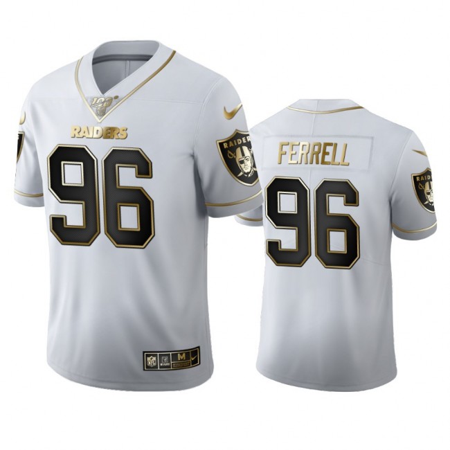 شعار وصلة Nike Raiders #96 Clelin Ferrell White Men's Stitched NFL 100th Season Vapor Limited Jersey شعار وصلة
