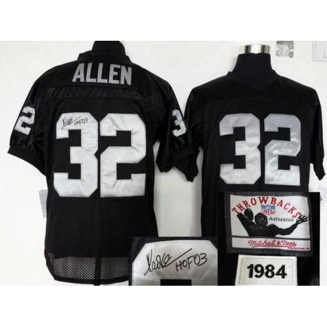 Mitchell And Ness Autographed Raiders #32 Marcus Allen Black Stitched Throwback NFL Jersey