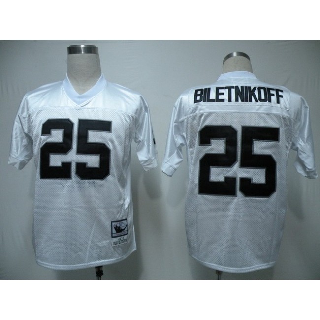 Mitchell & Ness Raiders #25 Fred Biletnikoff White Stitched Throwback NFL Jersey