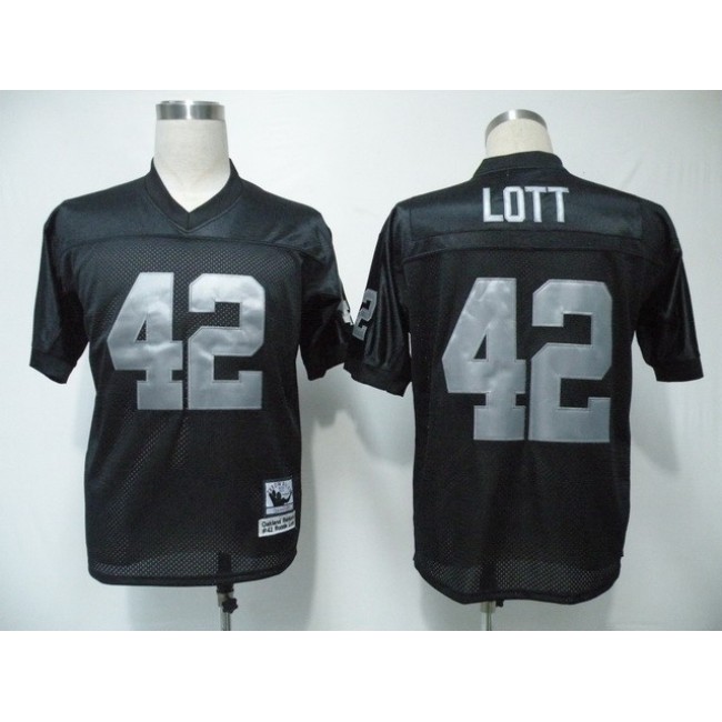 Mitchell & Ness Raiders #42 Ronnie Lott Black Stitched Throwback NFL Jersey