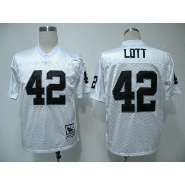 Mitchell & Ness Raiders #42 Ronnie Lott White Stitched Throwback NFL Jersey