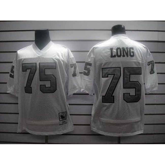 Mitchell and Ness Raiders #75 Howie Long White Silver No. Stitched NFL Jersey