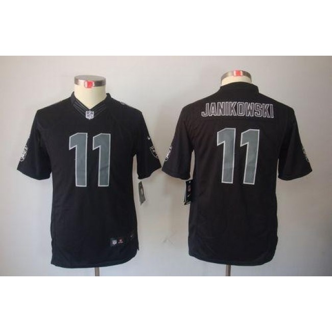 Las Vegas Raiders #11 Sebastian Janikowski Black Impact Youth Stitched NFL Limited Jersey