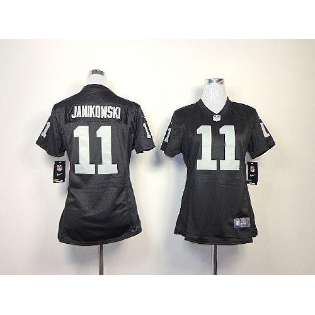 Women's Raiders #11 Sebastian Janikowski Black Team Color Stitched NFL Elite Jersey