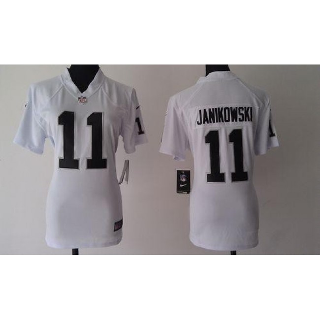 Women's Raiders #11 Sebastian Janikowski White Stitched NFL Elite Jersey