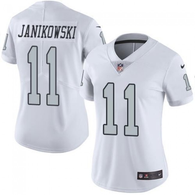 Women's Raiders #11 Sebastian Janikowski White Stitched NFL Limited Rush Jersey