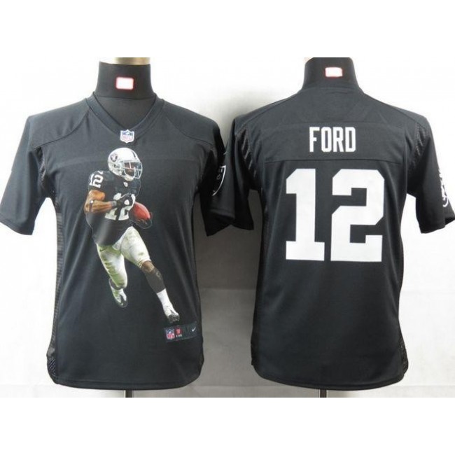 Las Vegas Raiders #12 Jacoby Ford Black Team Color Youth Portrait Fashion NFL Game Jersey