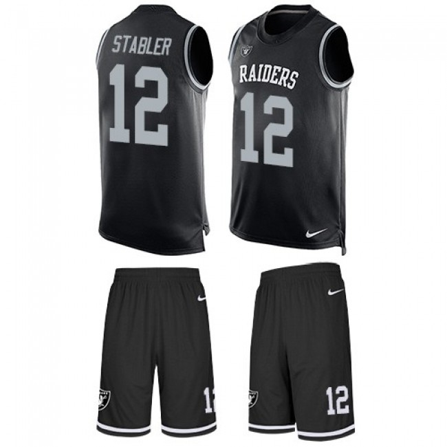 Nike Raiders #12 Kenny Stabler Black Team Color Men's Stitched NFL Limited Tank Top Suit Jersey