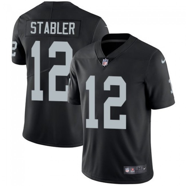 Nike Raiders #12 Kenny Stabler Black Team Color Men's Stitched NFL Vapor Untouchable Limited Jersey