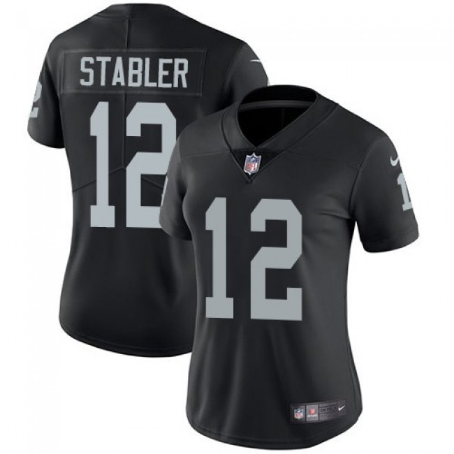 Women's Raiders #12 Kenny Stabler Black Team Color Stitched NFL Vapor Untouchable Limited Jersey