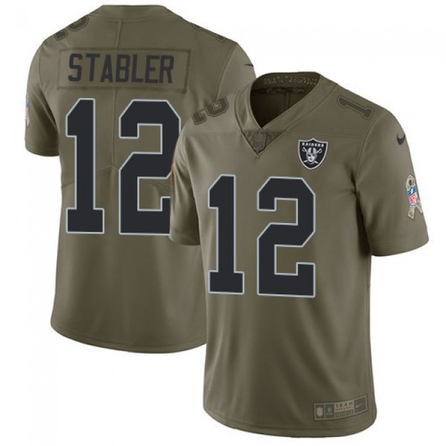 Nike Raiders #12 Kenny Stabler Olive Men's Stitched NFL Limited 2017 Salute To Service Jersey