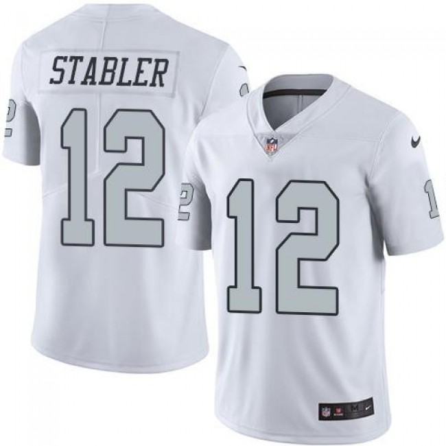 Nike Raiders #12 Kenny Stabler White Men's Stitched NFL Limited Rush Jersey