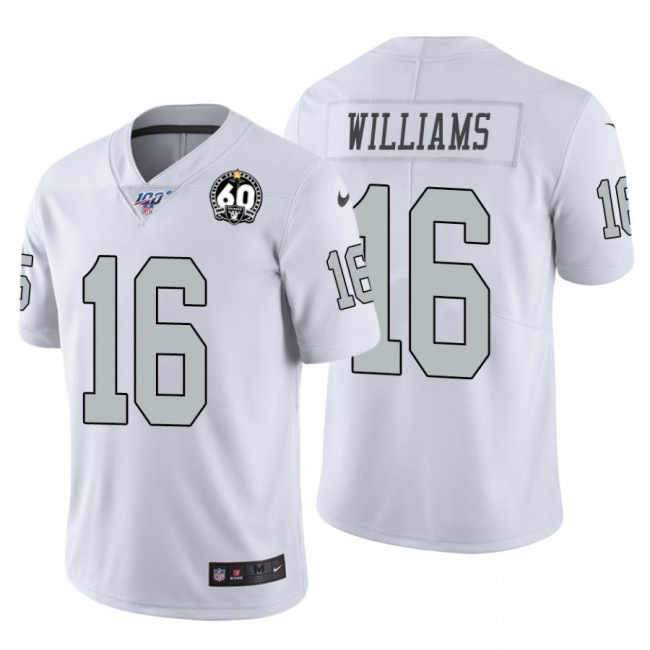 Nike Raiders #16 Tyrell Williams White 60th Anniversary Patch Men's Stitched NFL 100 Limited Color Rush Jersey